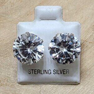 🆕.925 STERLING SILVER ROUND CUBIC ZIRCONIA STUD EARRINGS - UNISEX